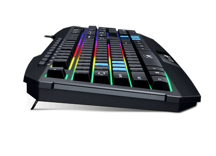Vista superior del teclado gaming Genius K215 con distribución completa de teclas iluminadas