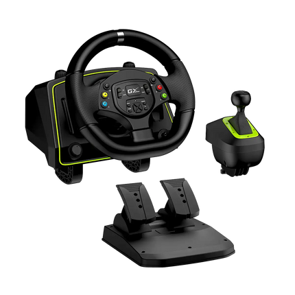 Volante con Pedales Genius RS2 Speedmaster X2 | Compatible PC | Xbox | PlayStation | Retroalimentación de Vibración | Diseño Ergonómico