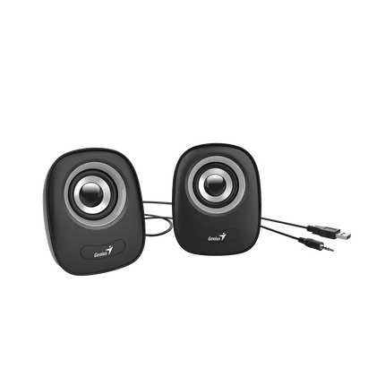 Parlante Genius RS2 SP-Q160 | Alámbrico 3.5mm | Sonido Estéreo | Compacto | Ideal para Escritorio