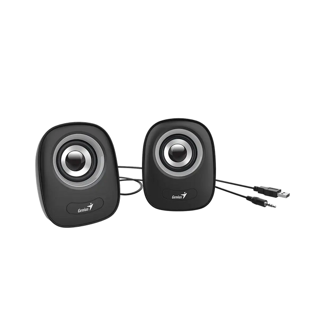Parlante Genius RS2 SP-Q160 | Alámbrico 3.5mm | Sonido Estéreo | Compacto | Ideal para Escritorio