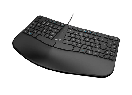 Detalle de teclas y layout del teclado ergonómico Genius con tecla AI Copilot destacada