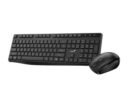 Vista posterior teclado Genius KM-8206S mostrando compartimento baterías y conectividad