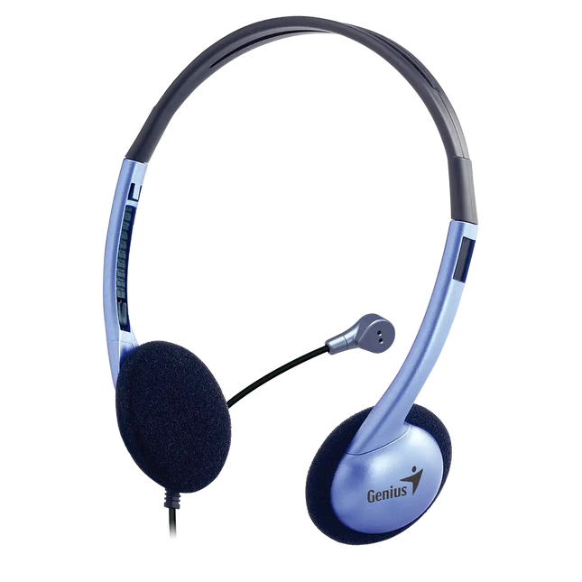 Headset Genius HS-02B negro con micrófono ajustable y diadema acolchada