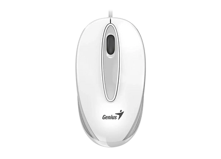 Mouse Genius DX-Mini blanco vista frontal con iluminación LED