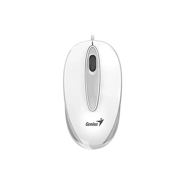 Mouse Genius DX-Mini blanco vista frontal con iluminación LED