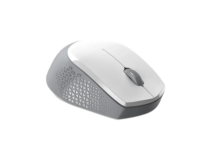 Mouse Genius NX-8000S blanco vista trasera con receptor USB y compartimento de batería