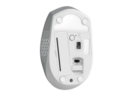 Mouse Genius NX-8000S blanco vista superior completa con sensor óptico BlueEye visible