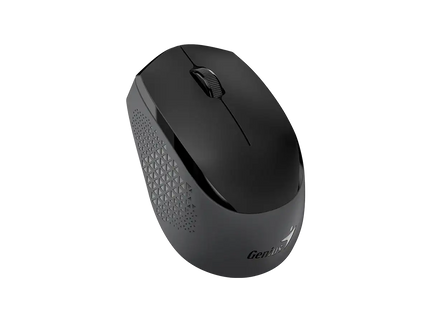 Vista lateral del mouse Genius NX-8000S mostrando botones ergonómicos y acabado negro mate