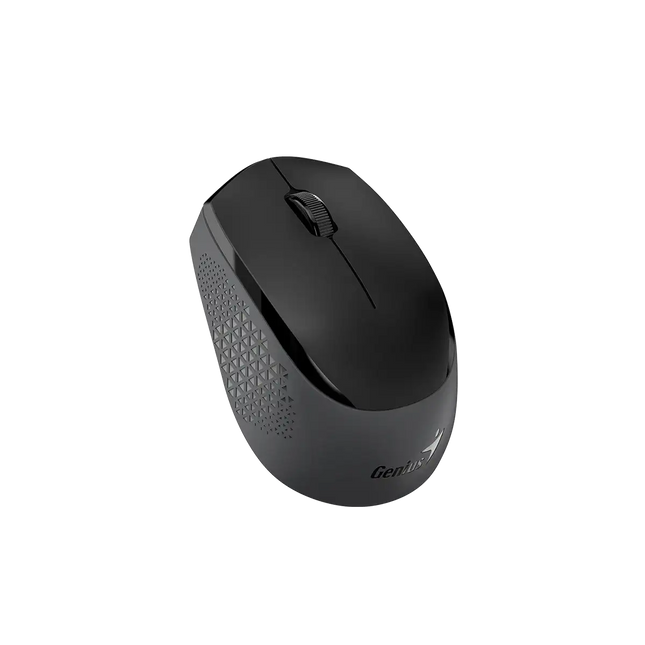 Vista lateral del mouse Genius NX-8000S mostrando botones ergonómicos y acabado negro mate