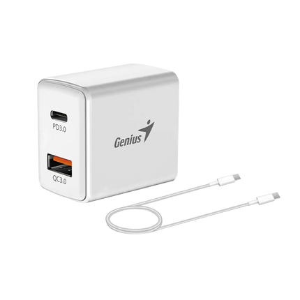 Cargador de Pared Genius PD-20ACP | USB-C Power Delivery | 20W | Carga Rápida | Blanco