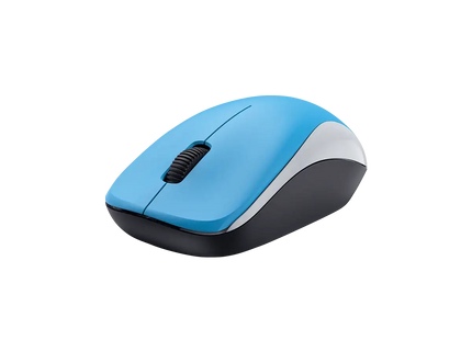 Mouse inalámbrico NX-7000 azul vista posterior con receptor USB incluido
