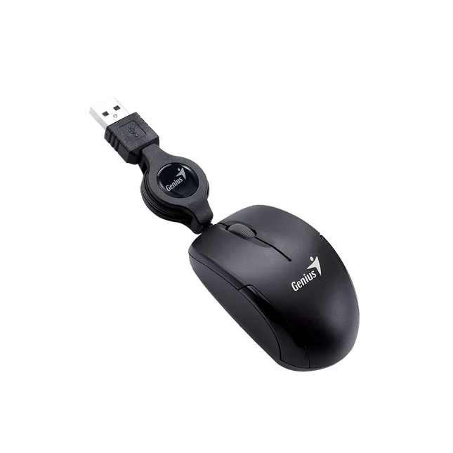 Mouse Genius RS2 Micro Traveler V2 31010125100 vista lateral con cable USB
