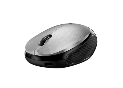 Mouse Bluetooth Genius NX-9000BT vista posterior con logo y acabado plata