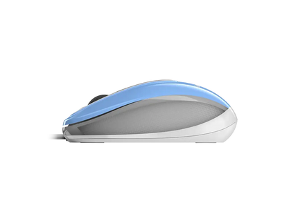 Mouse Genius DX-Mini celeste vista trasera con sensor óptico BlueEye