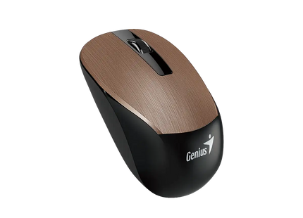 Mouse inalámbrico NX-7015 vista superior con botones y scroll wheel en color café