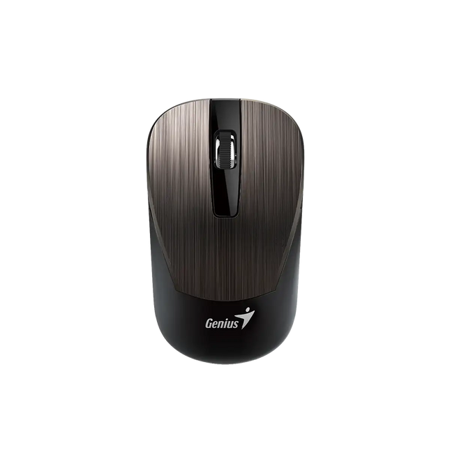 Mouse inalámbrico Genius NX-7015 color café vista frontal con botones izquierdo y derecho