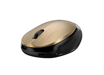 Mouse Genius NX-9000BT desde arriba destacando acabado dorado y sensor BlueEye