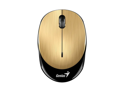 Mouse inalámbrico Genius NX-9000BT V2 dorado vista frontal con botones y scroll