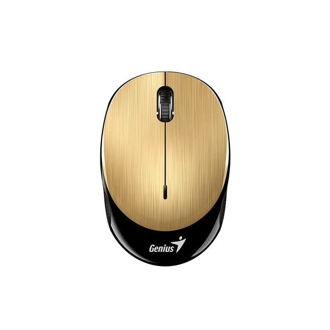 Mouse inalámbrico Genius NX-9000BT V2 dorado vista frontal con botones y scroll