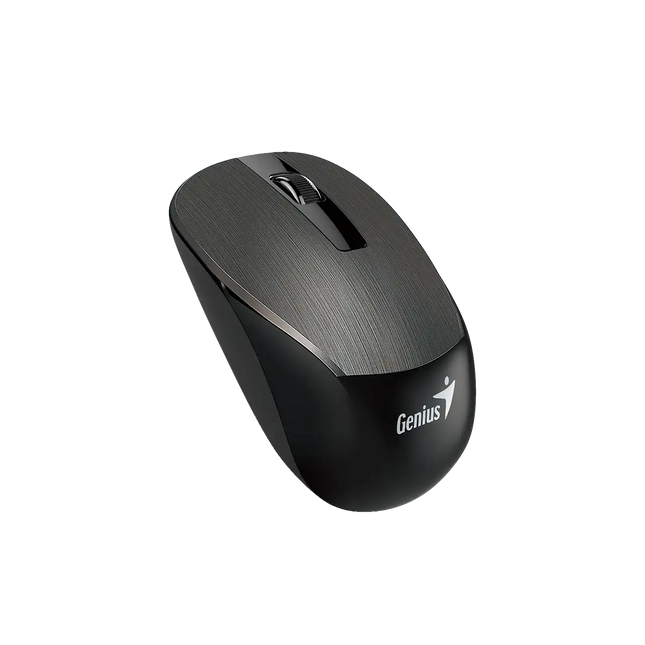 Mouse Genius NX-7015 café vista lateral mostrando diseño ergonómico contorneado ambidiestro