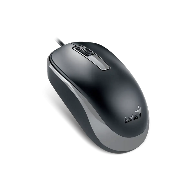 Vista lateral del mouse Genius DX-125S mostrando rueda de desplazamiento y ergonomía