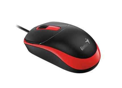 Mouse Genius DX-123 rojo vista superior con botones y rueda de desplazamiento