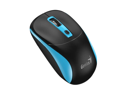 Vista lateral del mouse Genius NX-7123 mostrando diseño ergonómico azul