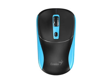 Mouse inalámbrico Genius NX-7123 azul vista frontal con botones visibles