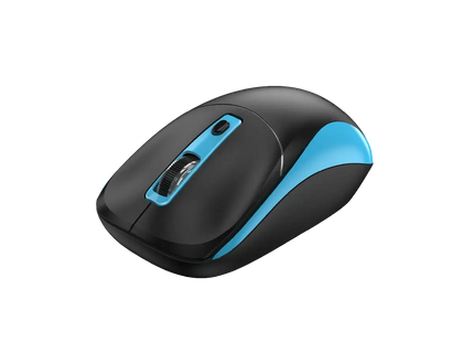 Mouse Genius NX-7123 azul vista superior con rueda de scroll y botón Copilot