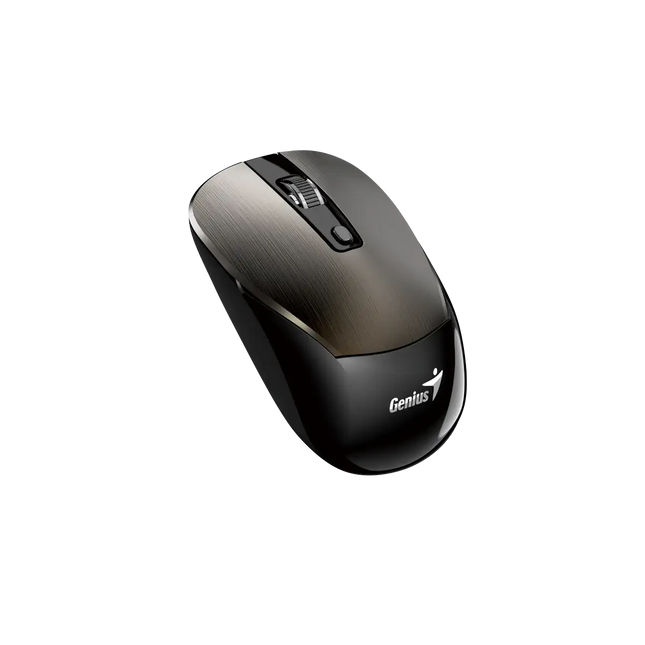 Mouse Genius NX-7125 café vista lateral mostrando diseño ergonómico ambidiestro