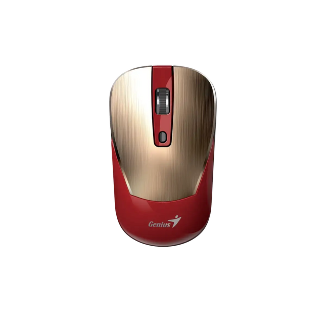 Mouse inalámbrico Genius NX-7125 rojo vista frontal con receptor USB