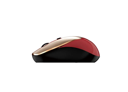 Empaque completo Genius NX-7125 con mouse rojo, receptor USB y batería AA