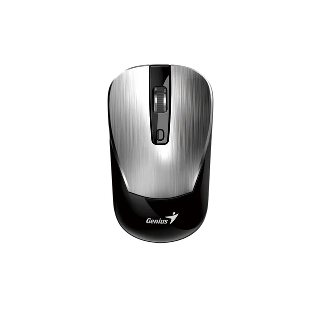 Mouse inalámbrico Genius NX-7125 negro vista frontal con receptor USB