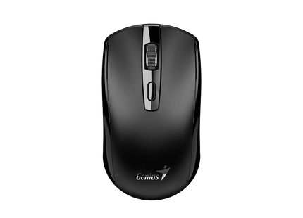 Mouse inalámbrico Genius ECO-8150 negro vista frontal con receptor USB