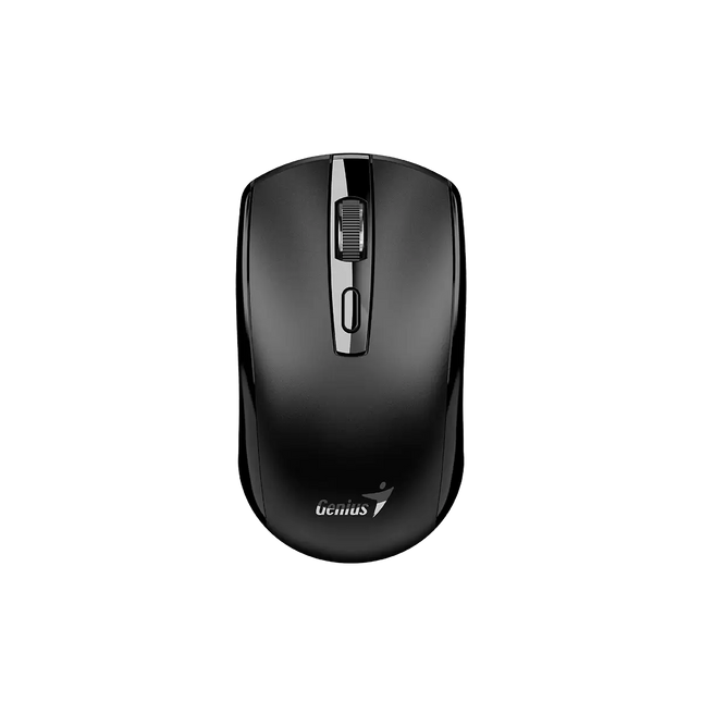 Mouse inalámbrico Genius ECO-8150 negro vista frontal con receptor USB