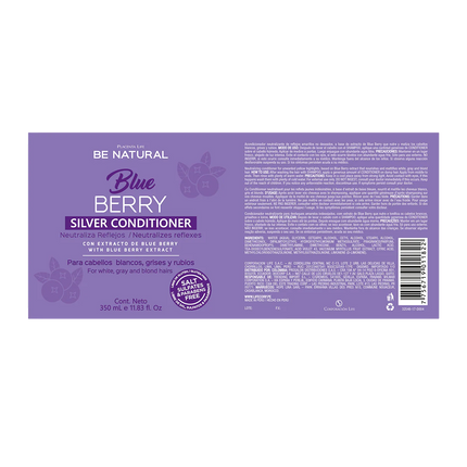Acondicionador Blue Berry Silver 350ml Placent Life | Neutraliza tonos amarillos y da brillo al cabello