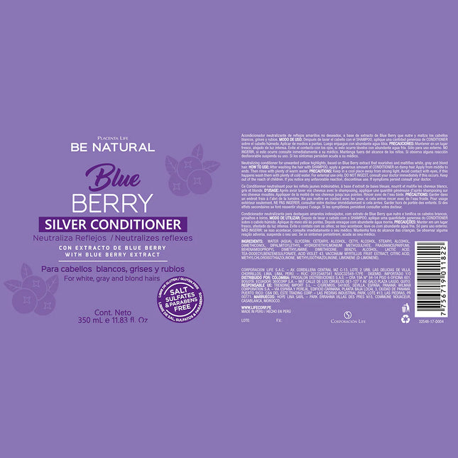 Placentalife Acondicionador matiz 350 ml Blue Berry Silver