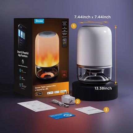 Govee Table Lamp 2 Pro H6020 | Lámpara Inteligente con Sonido JBL | Luz RGB y Control por App