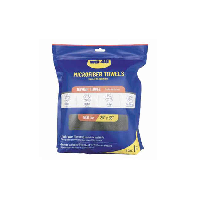 WD-40 L40400 Toalla de Microfibra de Secado para Auto 600 GSM 25" x 36" 1 Pieza
