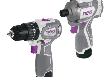 NEO TP 1210/12 + AI 1014/1 K2 Combo 12V Taladro 3/8" + Atornillador de Impacto