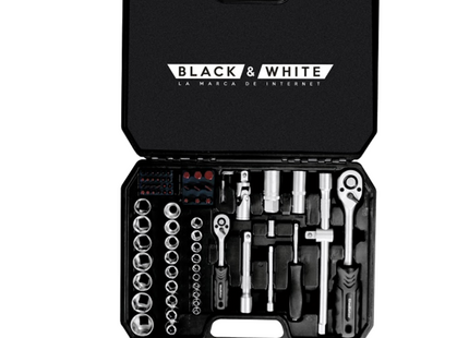 Black and White B&W BWJT73 Juego de Cubos 73 Piezas 1/2" y 1/4"