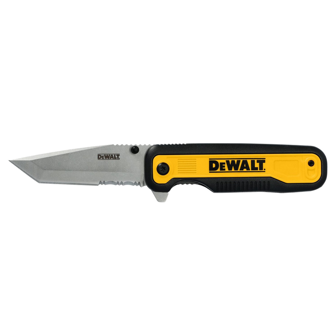 DEWALT DWHT10994 Navaja de Bolsillo con Dientes de Sierra Tanto, Hoja de 3.3"