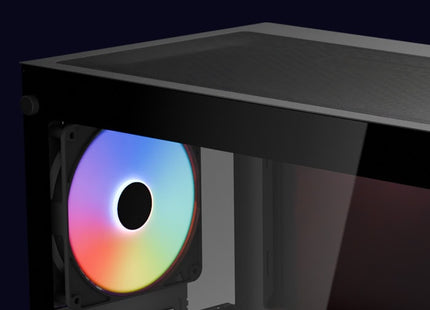 Case Gaming AeroCool Pivot | Torre Media | Panel de Vidrio Templado Lateral y Frontal | 1 Ventilador RGB | Negro