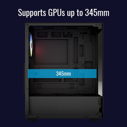 Case Gaming AeroCool Pivot | Torre Media | Panel de Vidrio Templado Lateral y Frontal | 1 Ventilador RGB | Negro