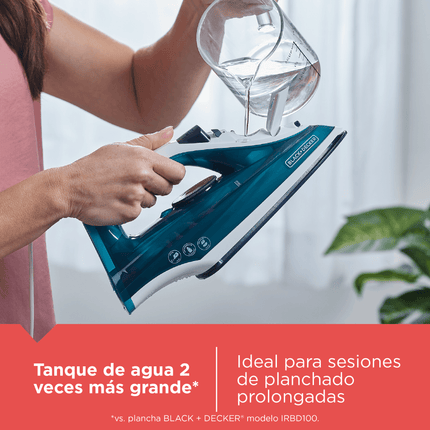 Plancha de Vapor Black+Decker IR2060 EvenSteam | 1500 W | Suela CeramicGlide | Golpe de Vapor | Tanque 300 ml