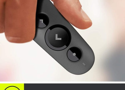 Presentador inalámbrico Logitech R500S mostrando conexión USB y Bluetooth
