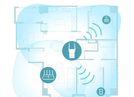 Repetidor WiFi 6 TP-Link RE605X conectado en enchufe de pared