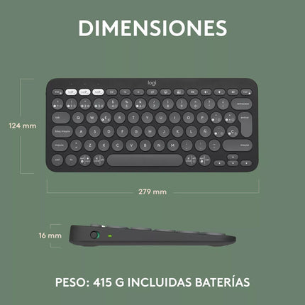 Teclado en Español Logitech Pebble Keys 2 K380S | 70% Compacto | Inalámbrico Bluetooth