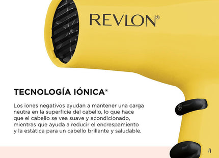 Secadora Style and Go 1875W Revlon Amarilla | Para secar tu cabello con potencia y estilo en cualquier lugar
