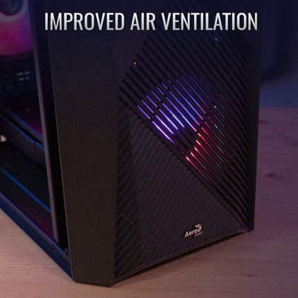 Case Gaming AeroCool Raider Mini-G-BK-V2 | Mini Torre | Panel Lateral de Vidrio Templado | 2 Ventiladores RGB | Negro
